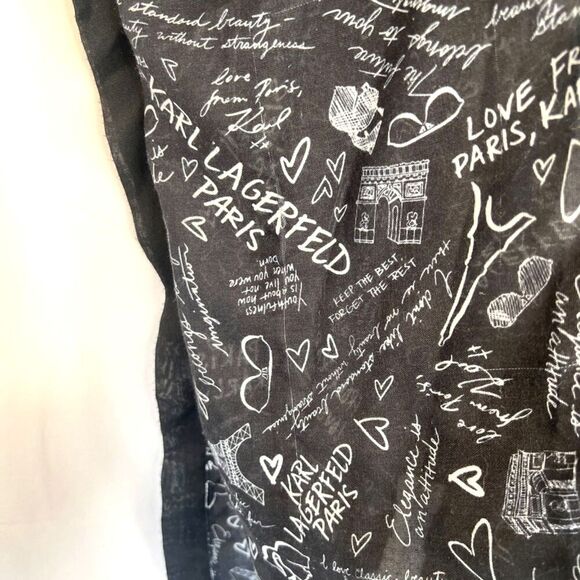 Karl Lagerfeld Paris Navy Blue Open Front Logo Graffiti Kimono Size OS - Picture 9 of 9